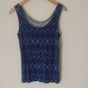 EUC Lord and Taylor Blue Aztec Tribal Print Tank